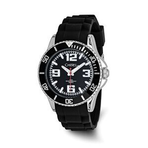 Chisel Mens 44mm Black Silicone Strap Watch